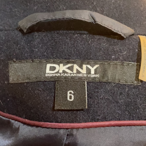 DKNY Navy Wool Jacket Pea Coat with double lane buttons - Picture 8 of 9